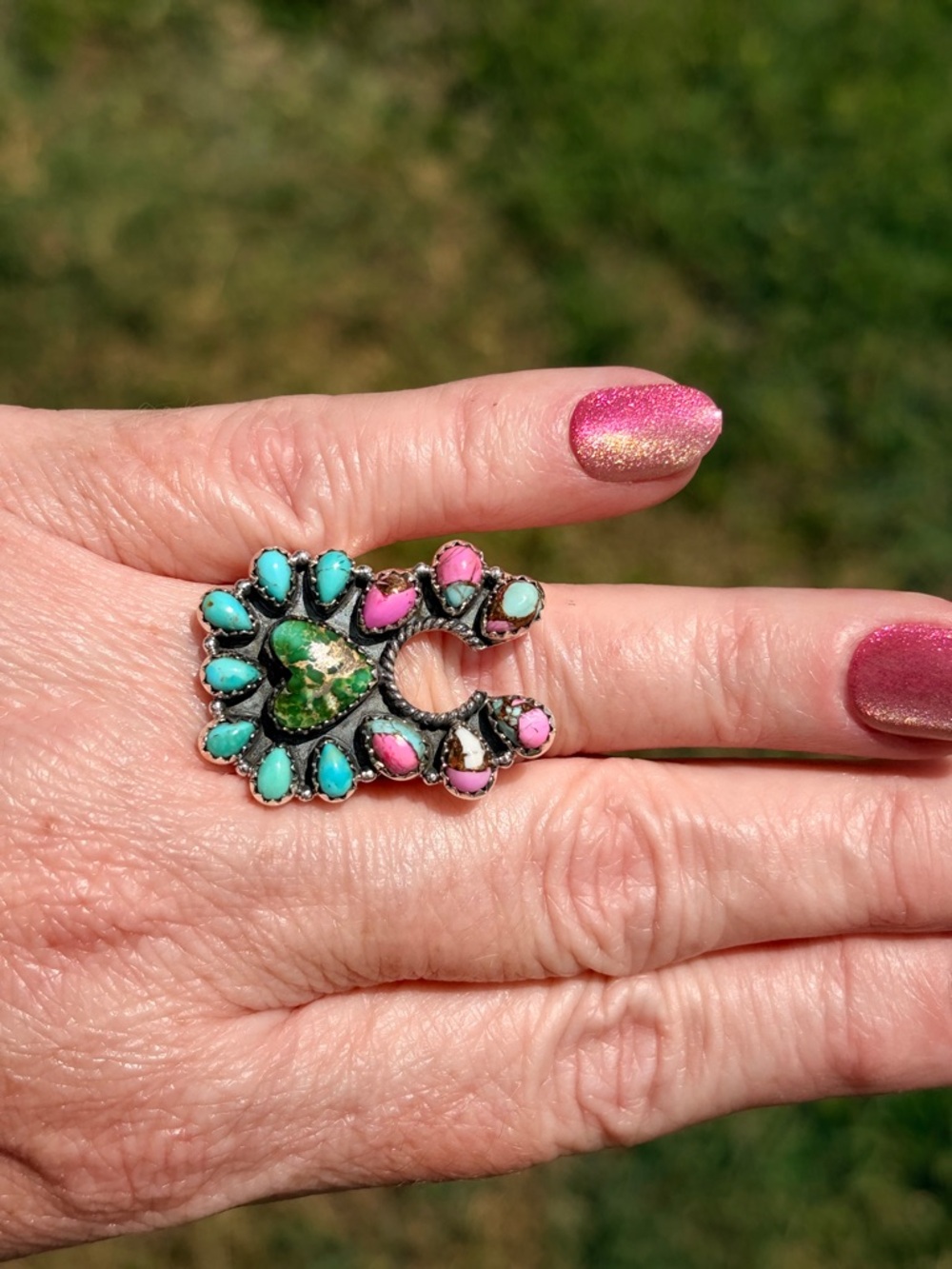 Sterling Multi-Stone Heart & Naja Statement Ring